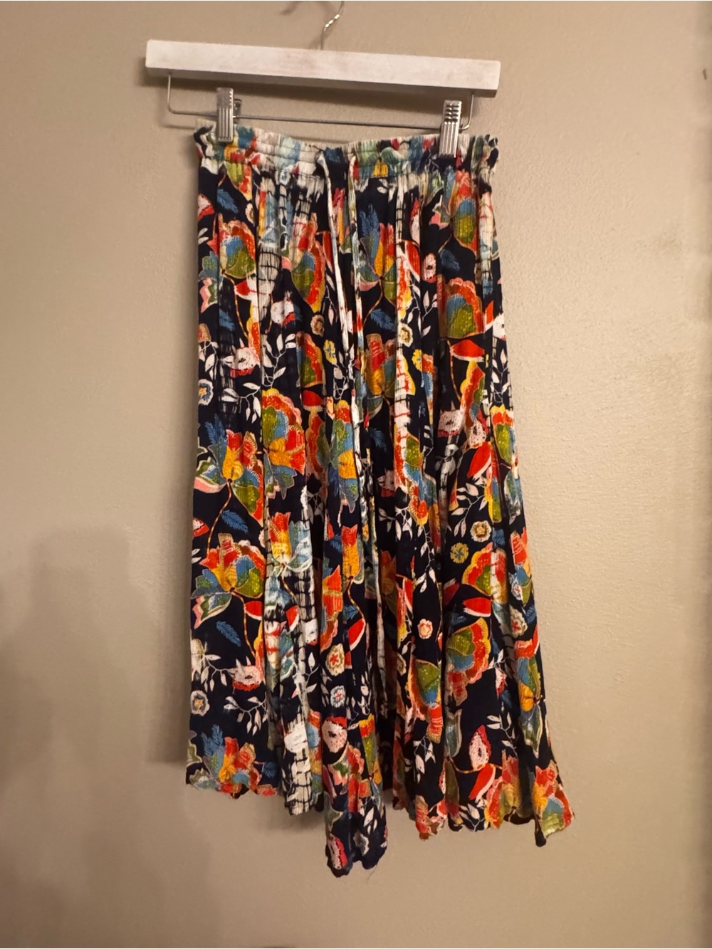 RAGA Floral Pleated Midi Skirt with Multicolor Blooms
